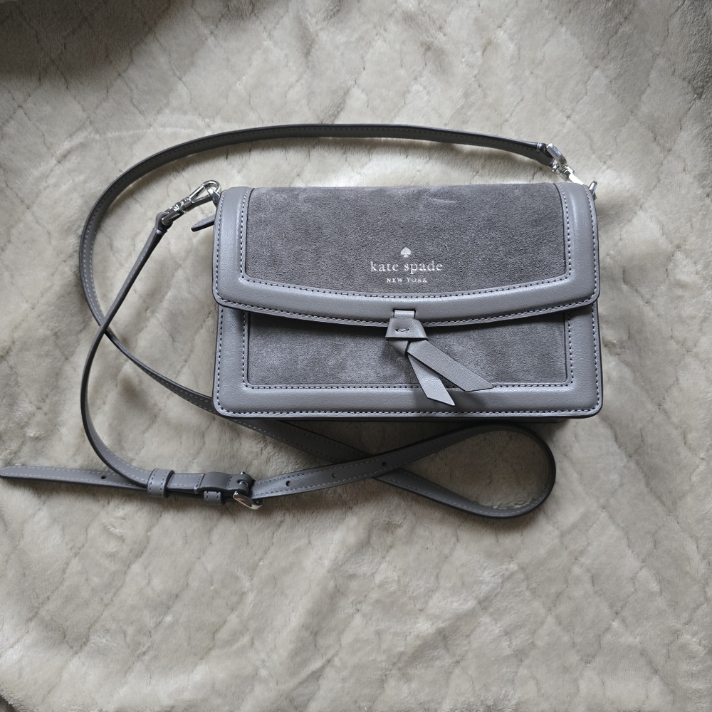 Knott Mini Crossbody Bag Kate Spade New York Gray Suede Crossbody Bag